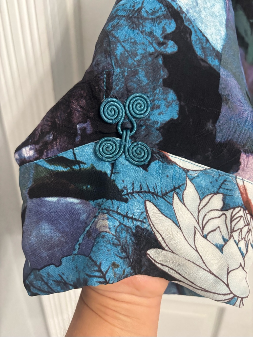 Citron Santa Monica Art to Wear Abstract Floral Button-Front Blouse Silk 2X - Picture 6 of 8